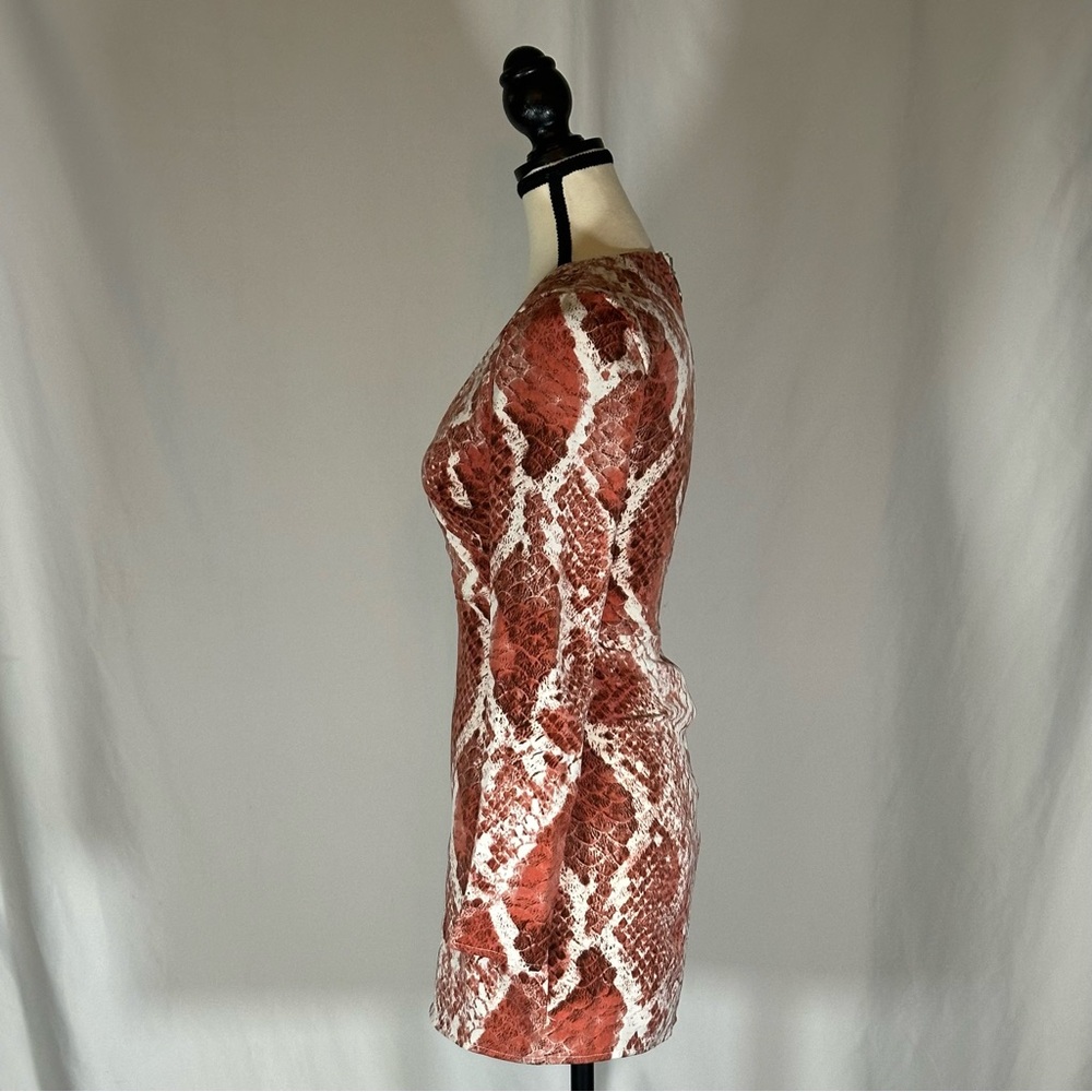 NBD X Naven • Rachel Mini Dress Size XXS Red Snake Party Event Date Night Plunge - Picture 4 of 14
